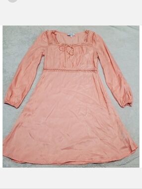 Los Angeles Atelier Peach Lace Dress 8 Boho Romantic Feminine Fairy Cottage‎